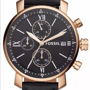 Brand new! Men’s Black Leather Rose Gold watch !
